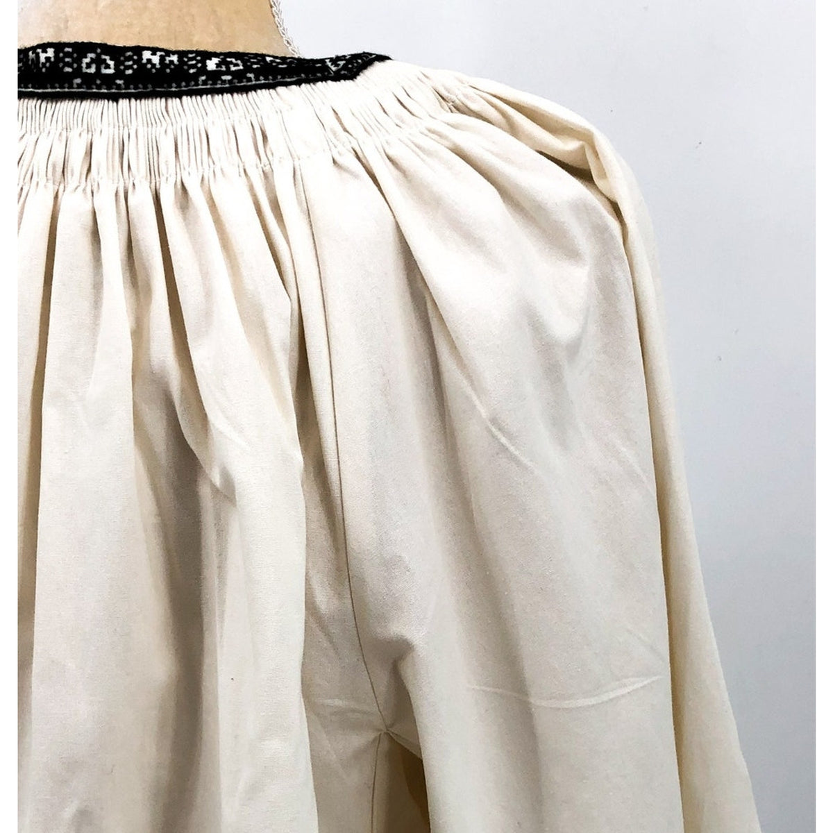 RE/DONE Victorian Cut Off Blouse Medium Vintage Ivory Balloon Sleeve Ruffle NWT