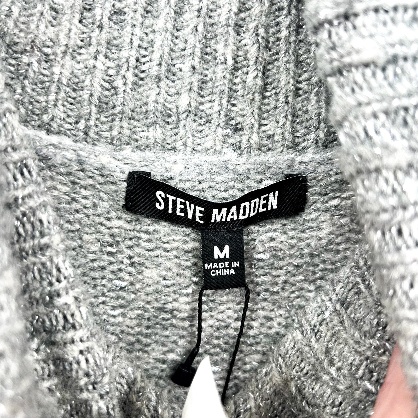 STEVE MADDEN Women's Abbie Sweater Dress Medium Heather Grey Turtleneck NWT