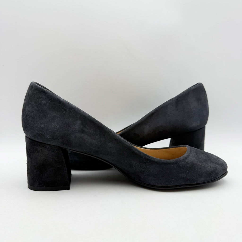 French Sole Womens Trance Pumps Size 7.5 B Dark Grey Suede Heels NIB