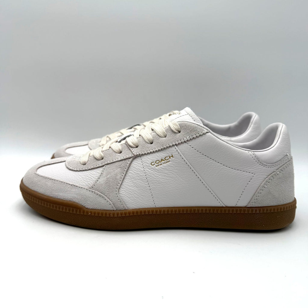 Coach Mens Ellis Low Top Casual Sneakers Size 9.5 Optic White Leather Suede NWOB