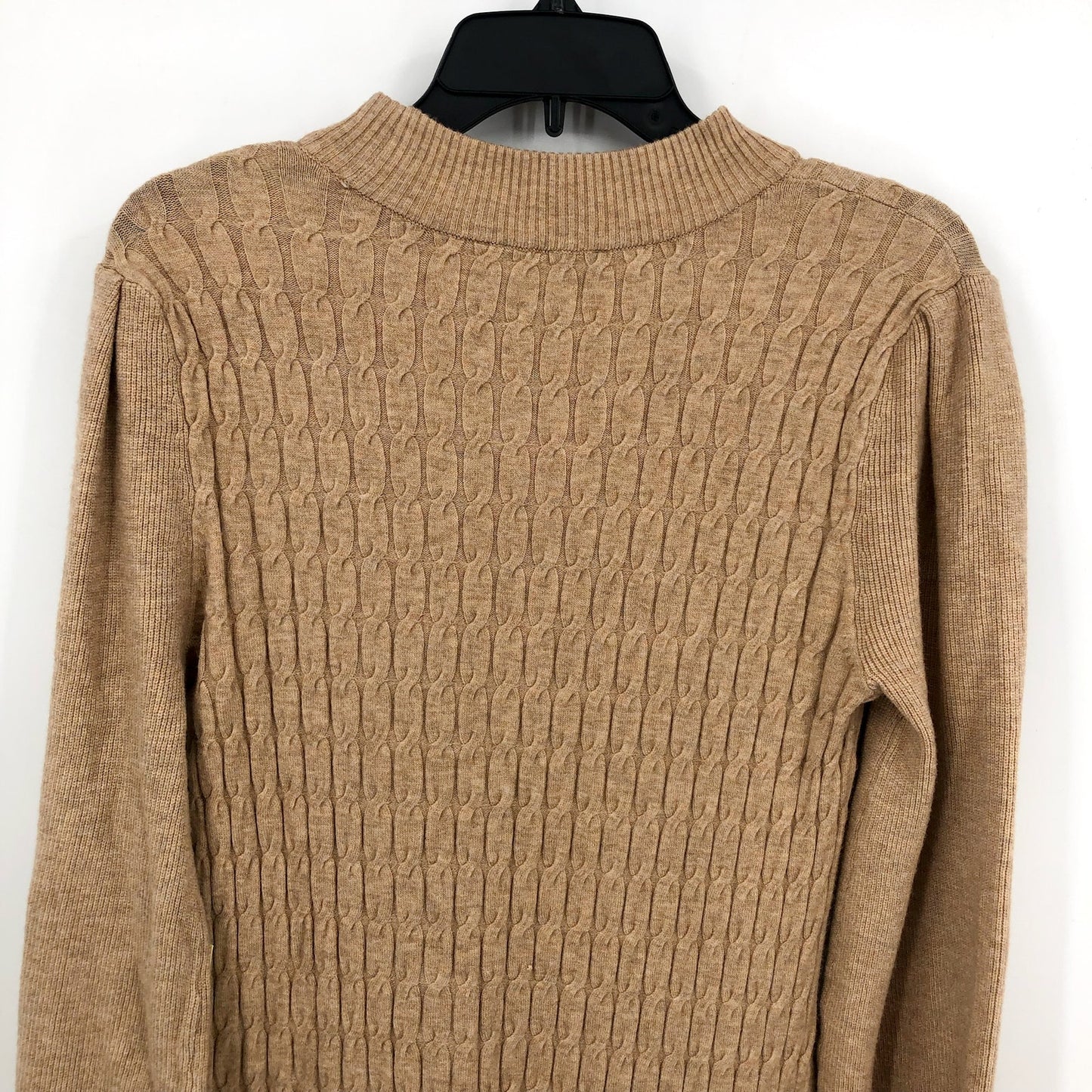 CECE Women's Cable Stitch Sweater Dress Medium Tan Mock Neck Long Sleeve NWT