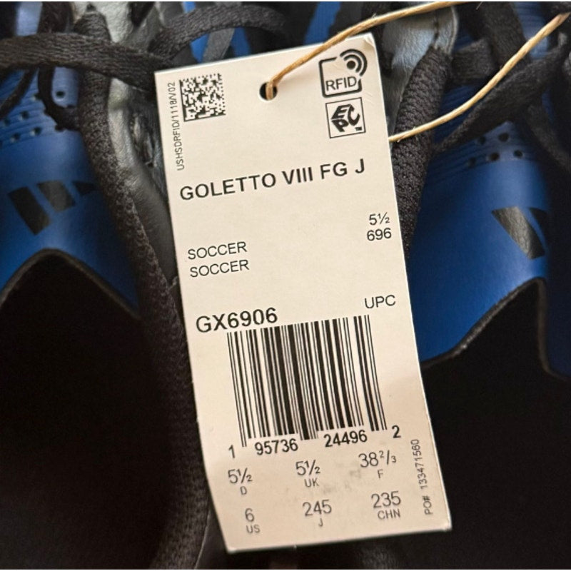 Adidas Big Kids Goletto VIII Firm Ground Soccer Cleats Size 6 Y Black Blue NWOB