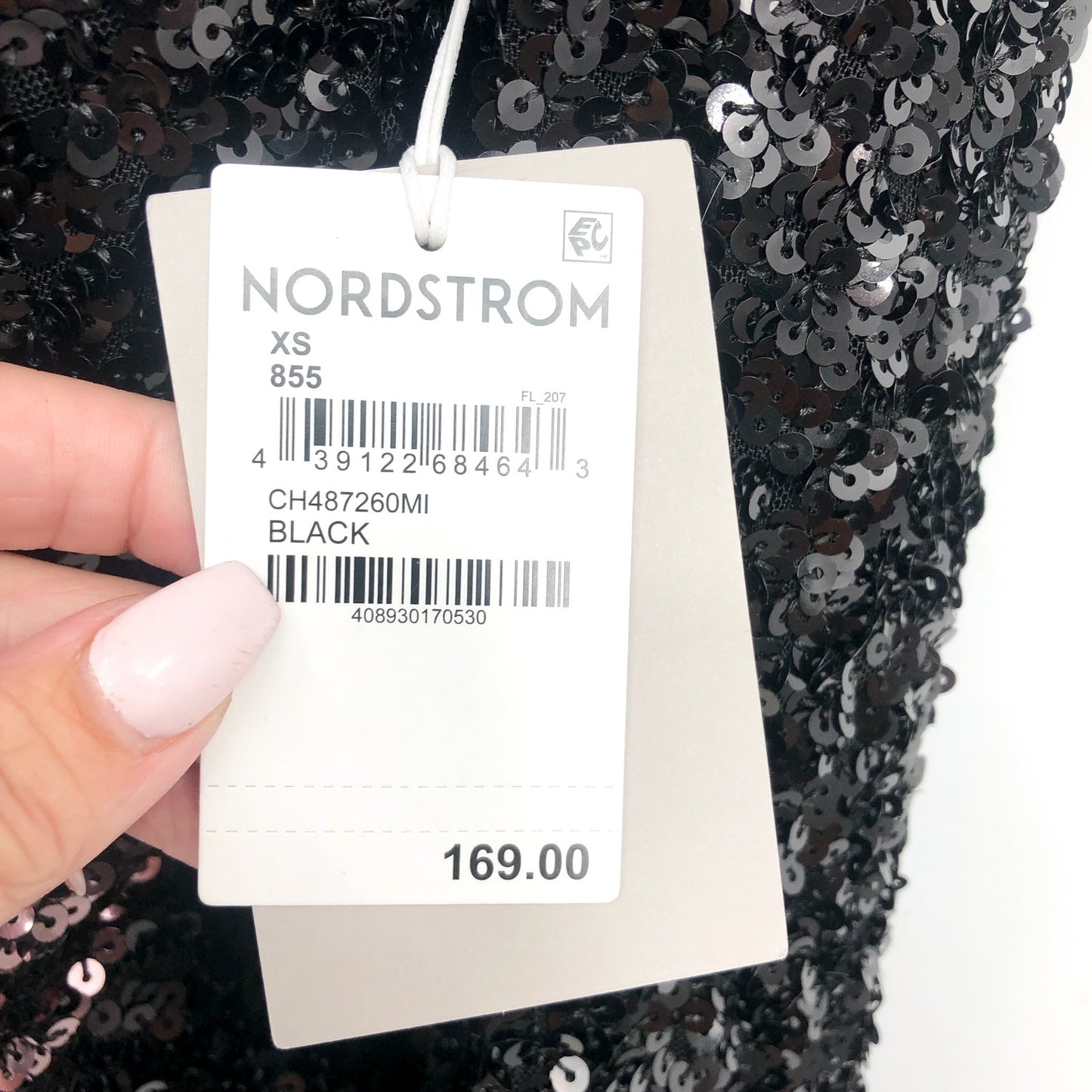 CHELSEA28 Colorblock Sequin Cocktail Dress XS Black Long Sleeve NWT