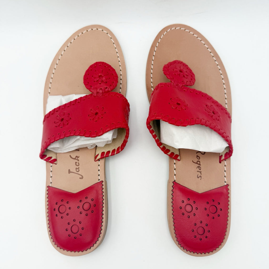 Jack Rogers Womens Jacks Flat Sandals Size 10 M Red Leather NWOB