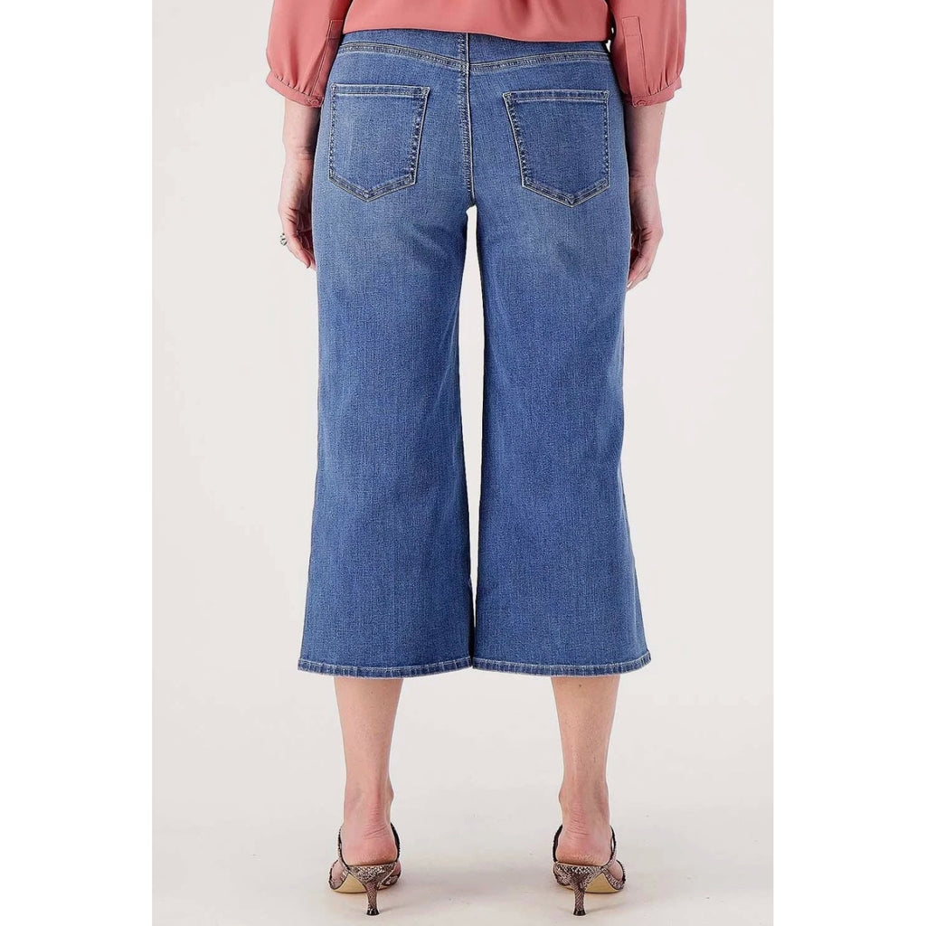 NYDJ Womens Cool Embrace Major Wide Leg Capri Jeans Size 8L Compass Blue NWT