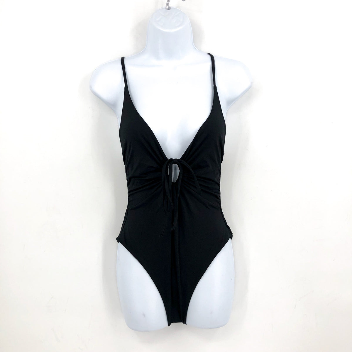 L*SPACE Women's Piper Classic One Piece Swimsuit XS Black Front Keyhole NWT