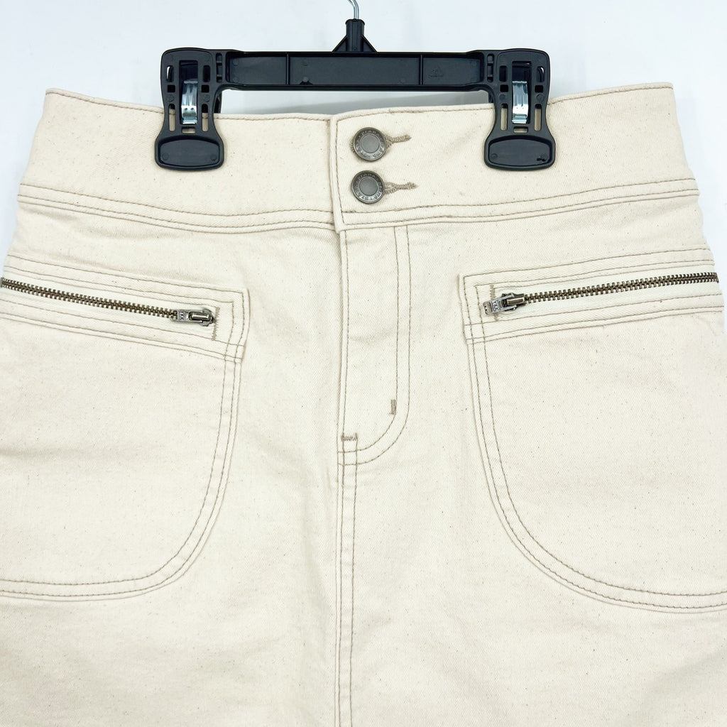 PRANA Womens Broadway Denim Skirt Size 0 Natural Cream Knee Length Stretch NWT