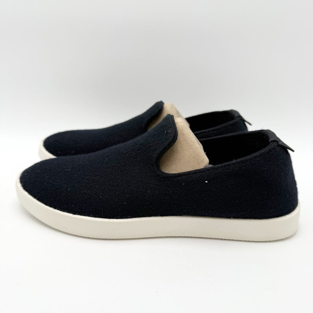 AllBirds Womens Lounger Loafers US 5 EU 35 Black White Wool Slip On NIB