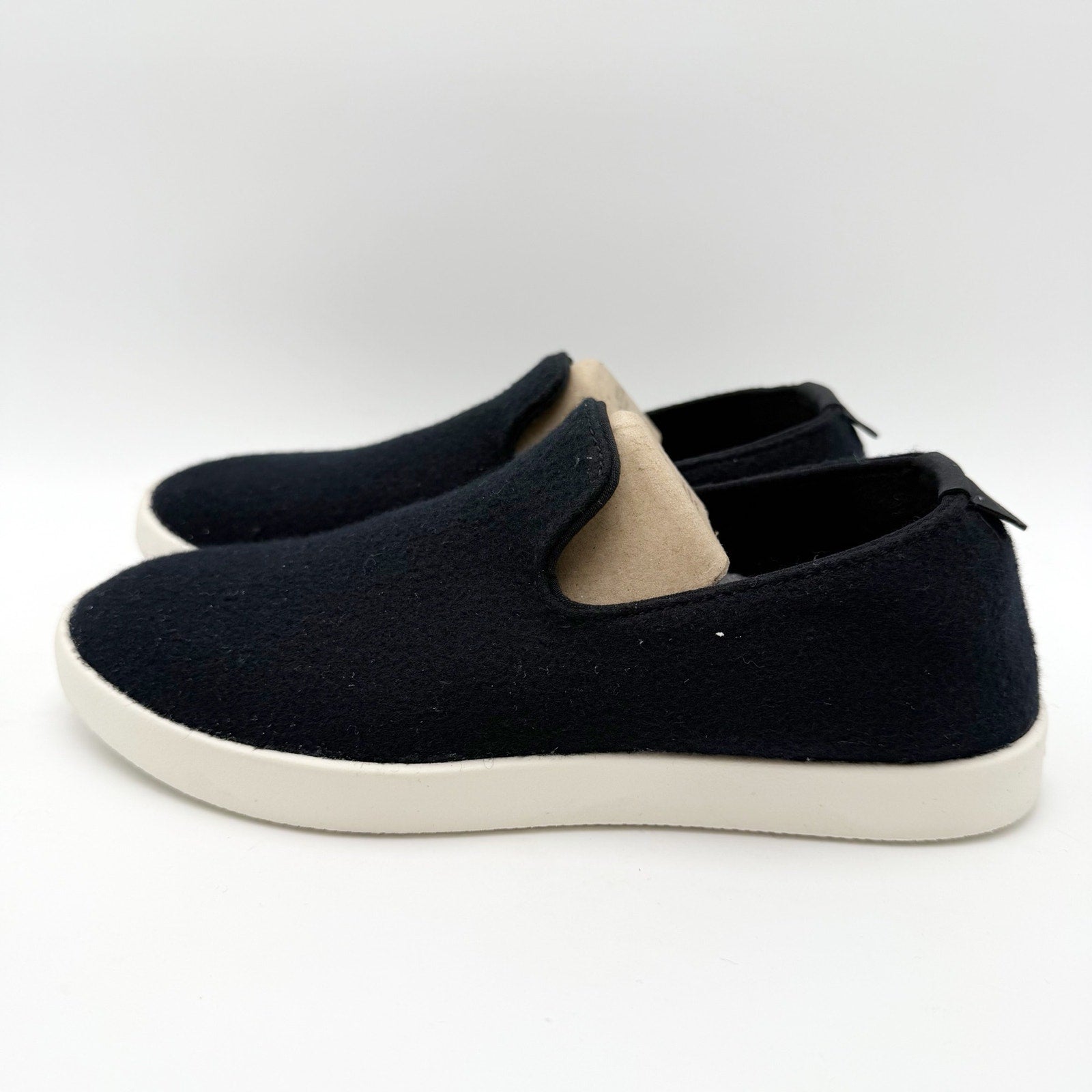 AllBirds Womens Lounger Loafers US 5 EU 35 Black White Wool Slip On NIB