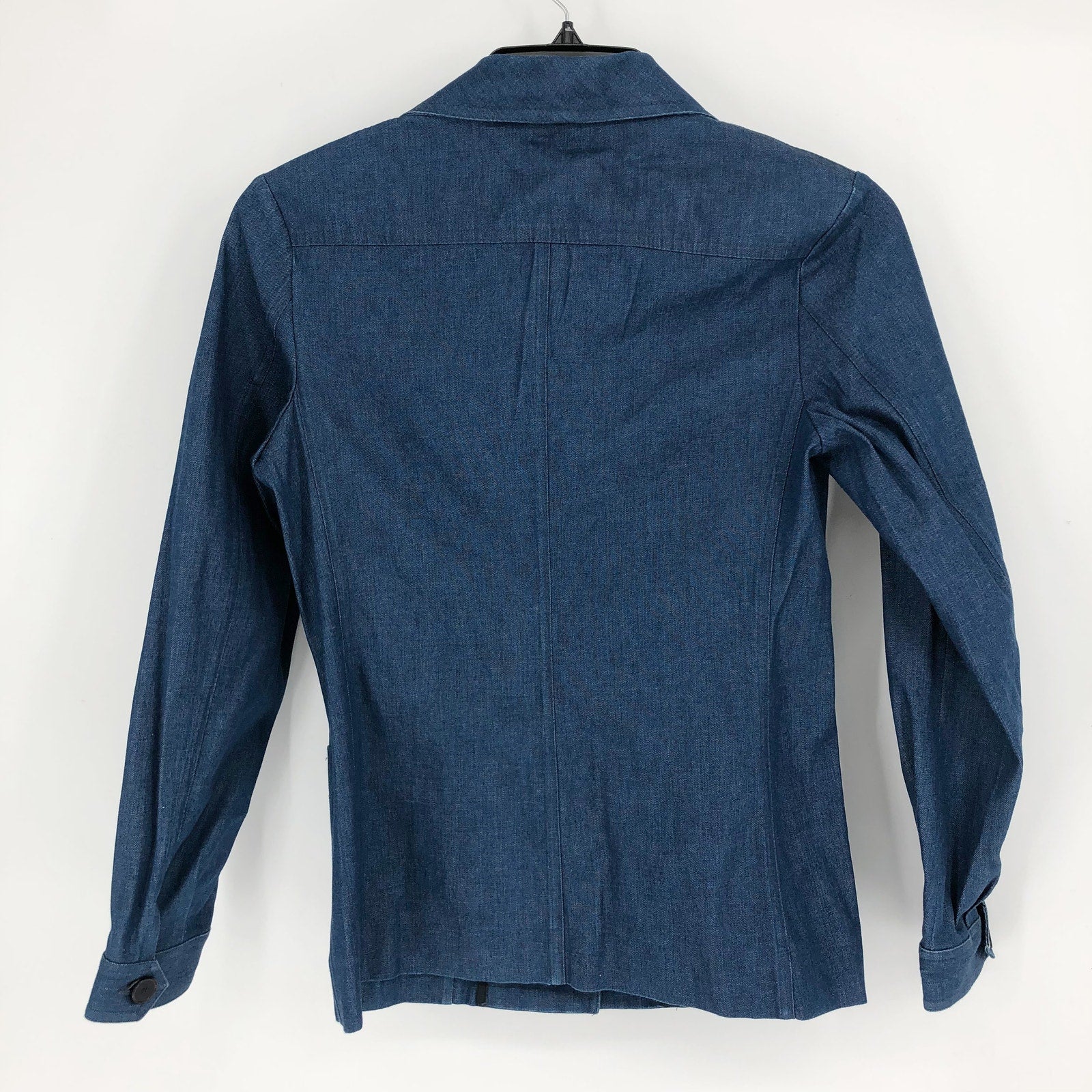 RE/DONE Women's 60's Safari Jacket Small Blue Indigo Cotton Buttons Pockets NWT
