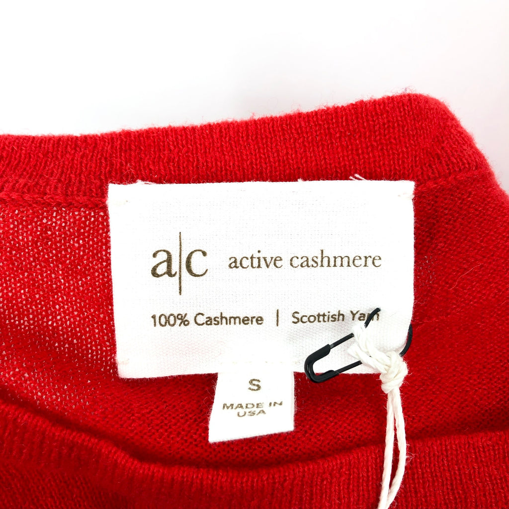 A/C ACTIVE CASHMERE Men's Short Sleeve Fine Cashmere T-Shirt Small Red NWT