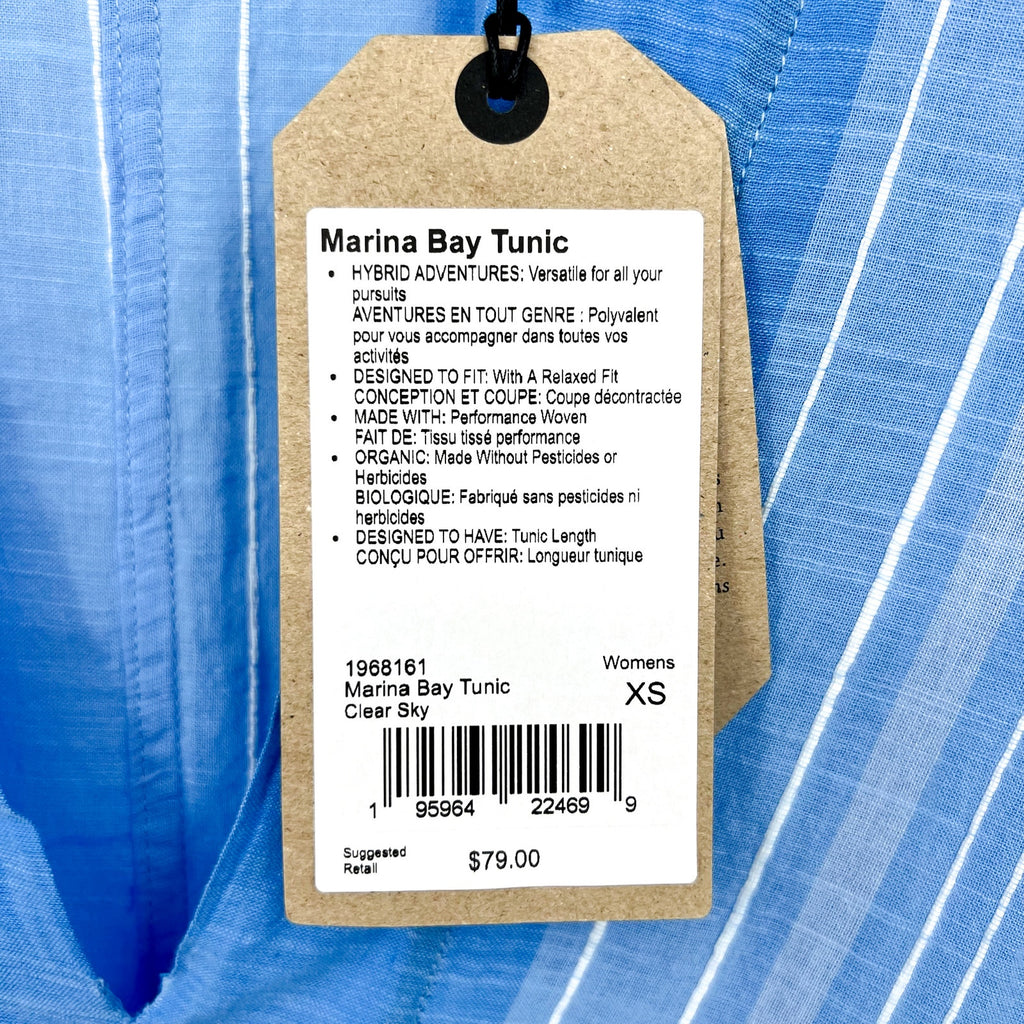 PRANA Women's Marina Bay Tunic Cover Up XS Blue Clear Sky Cotton Dress NWT