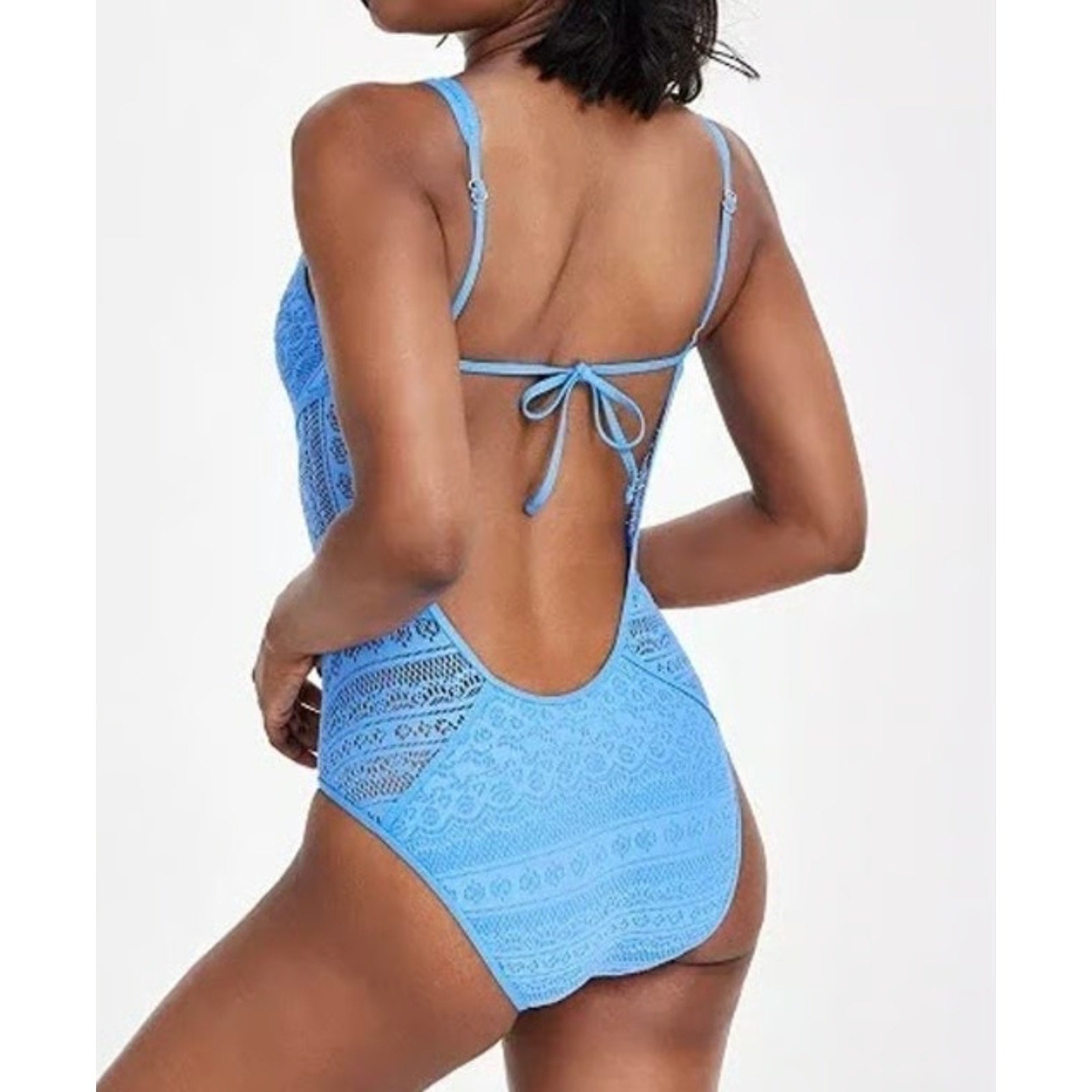 BECCA SWIM Women's Color Play Plunge One Piece Swimsuit XS US 2-4 Blue Seas NWT