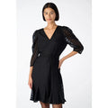 KARL LAGERFELD Womens Burnout Logo Print Dress Size 6 Black V-Neck Tie Waist NWT