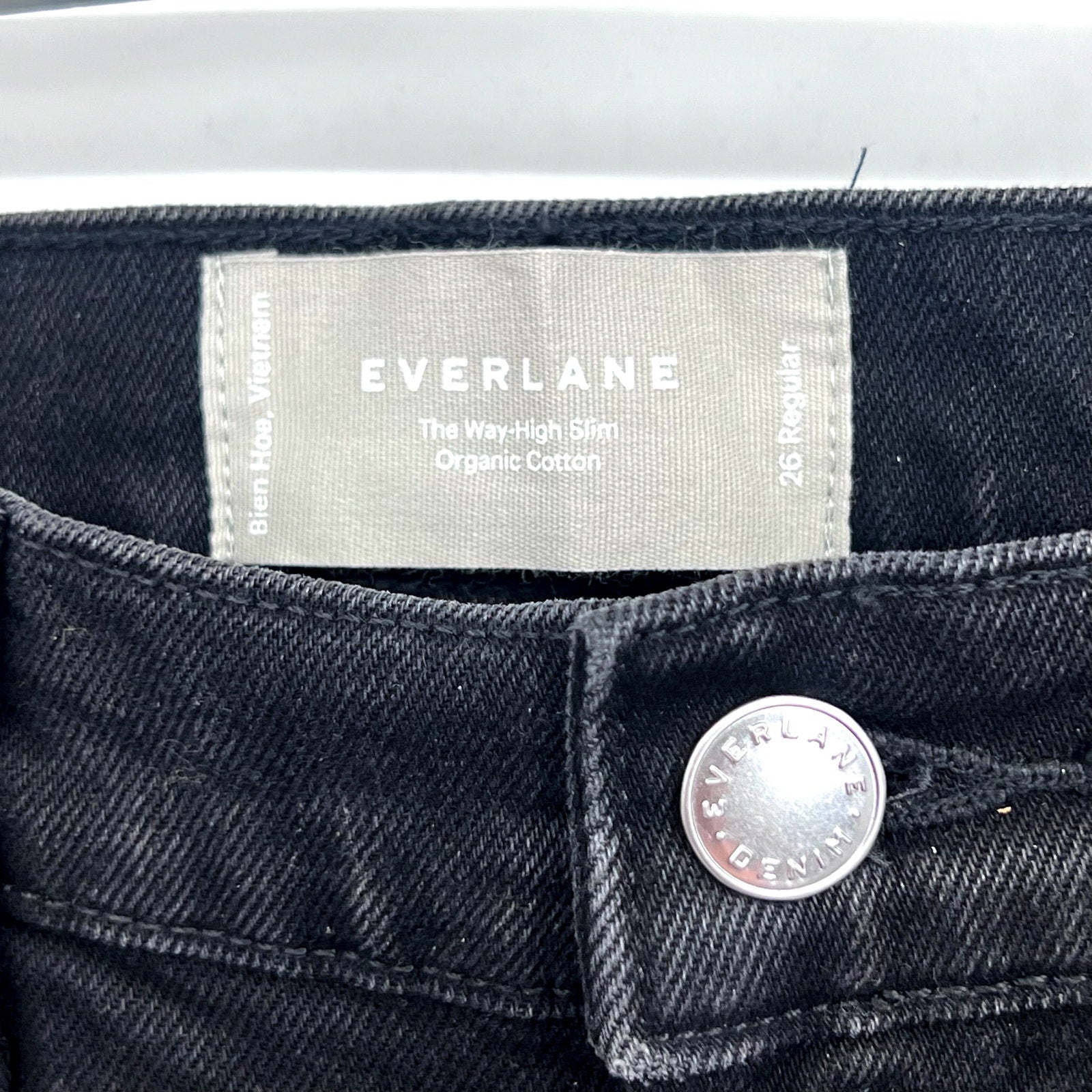 EVERLANE Women's The Way-High Slim Jeans 26x31 US 2 Black Low Stretch Denim NWT