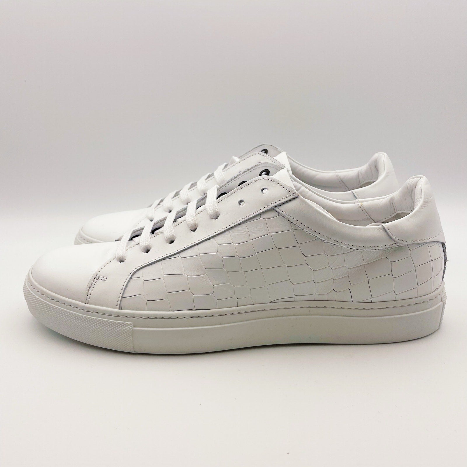 Johnston & Murphy Mens Jake Lace to Toe Casual Sneakers US 8.5 White Leather NIB