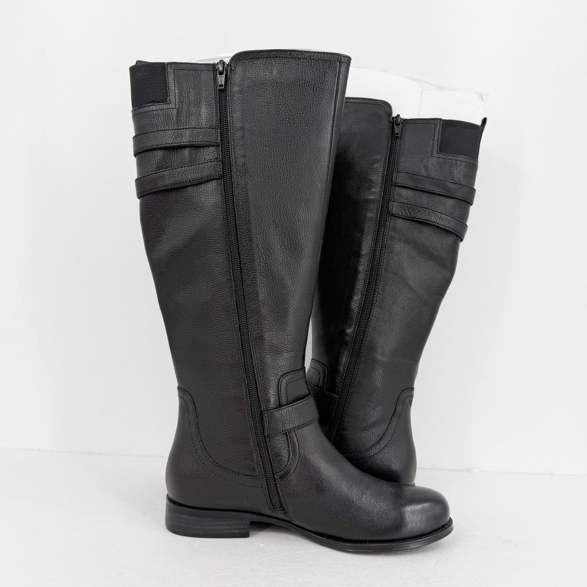 Naturalizer Womens Jessie Knee High Boots Size 8 M WIDE CALF Black Leather NIB
