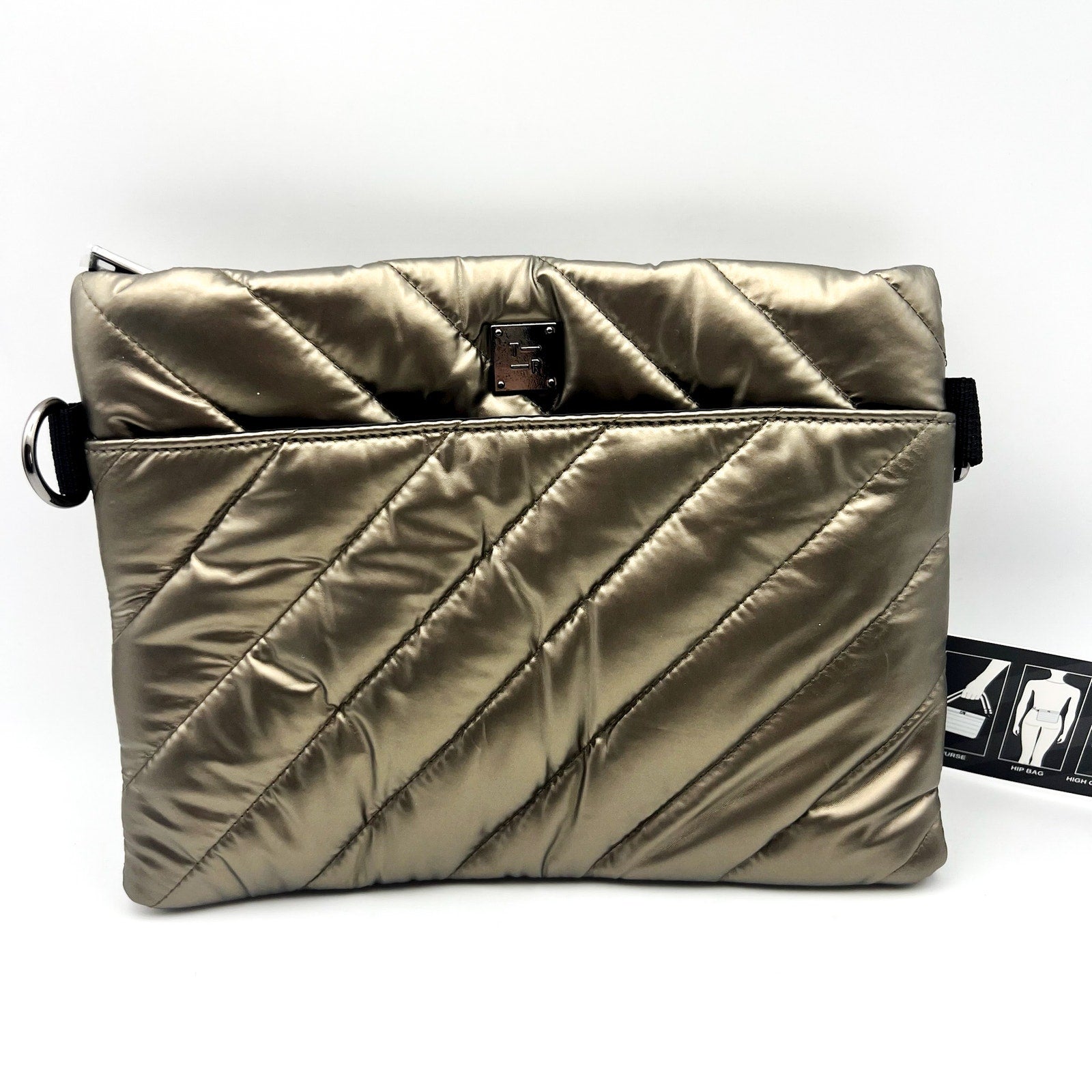 THINK ROYLN Women's Diagonal Bum Bag 2.0 Medium Pearl Pyrite Gold NWT