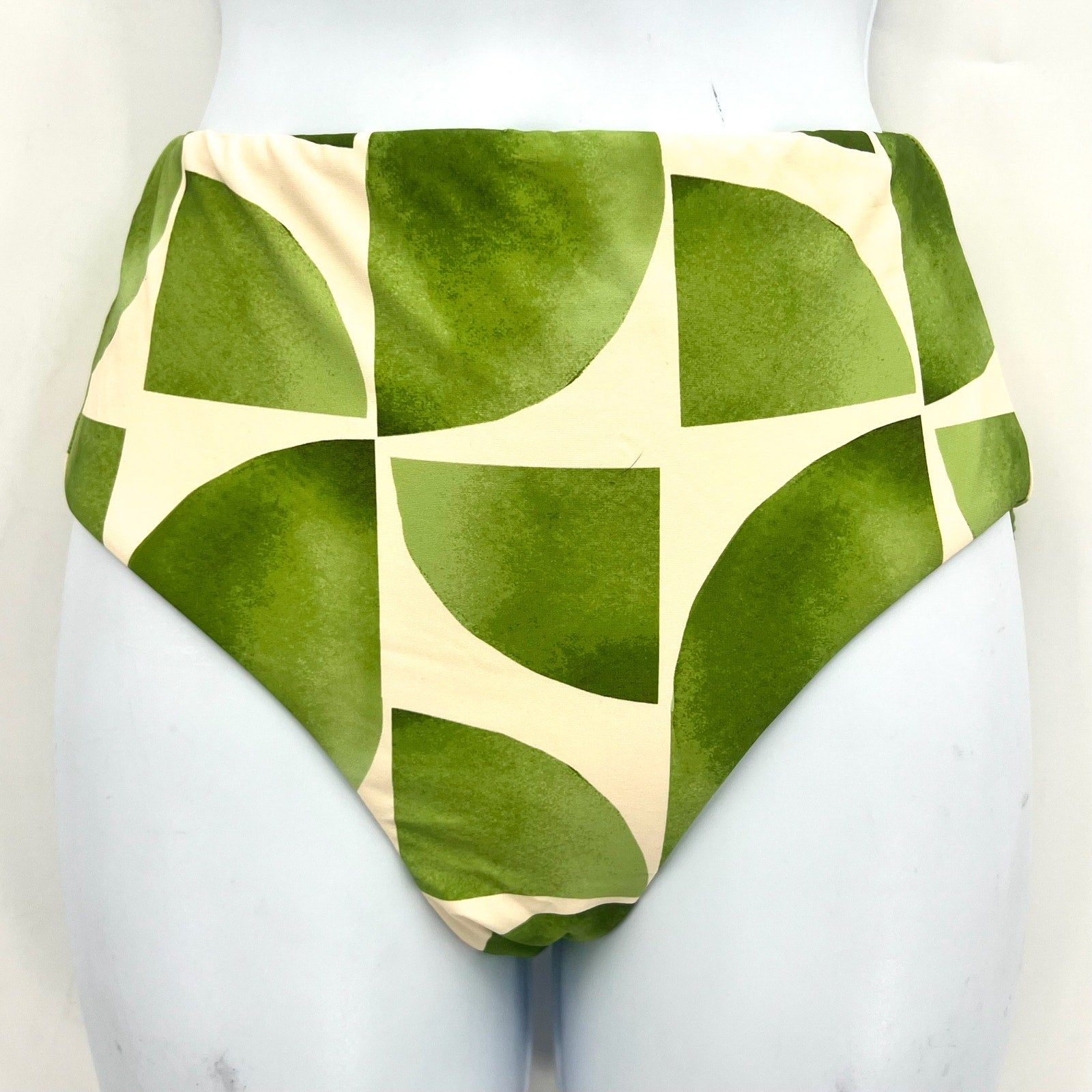 SEAFOLLY Women's Sunray Bikini Bottom Size 4 Green Sage Print High Waisted NWT