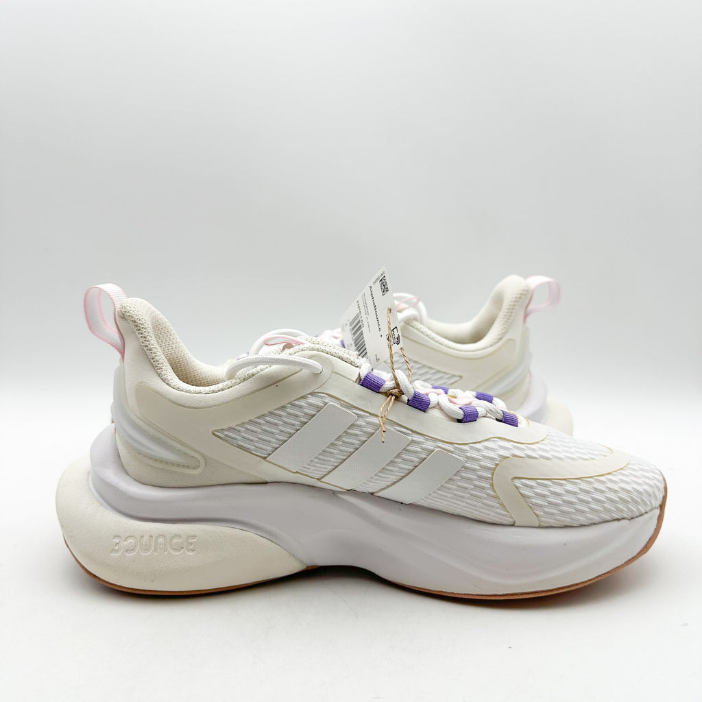 ADIDAS Womens Alphabounce+ Athletic Shoes Size 5.5 White Purple Trainers NWOB