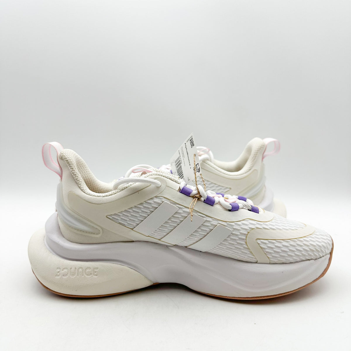 ADIDAS Womens Alphabounce+ Athletic Shoes Size 5.5 White Purple Trainers NWOB