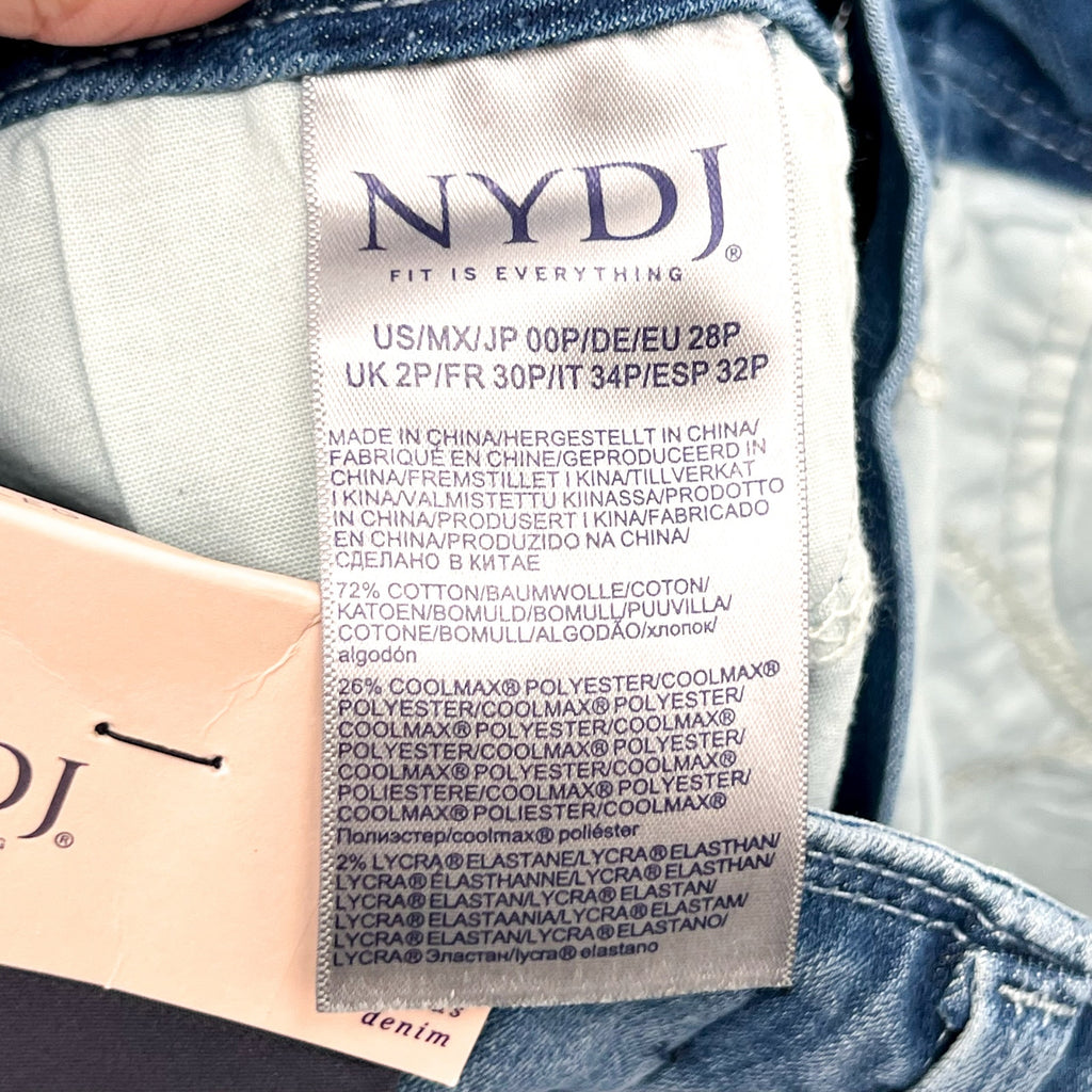 NYDJ Womens Cool Embrace Major Wide Leg Capri Jeans 00 PETITE Compass Blue NWT