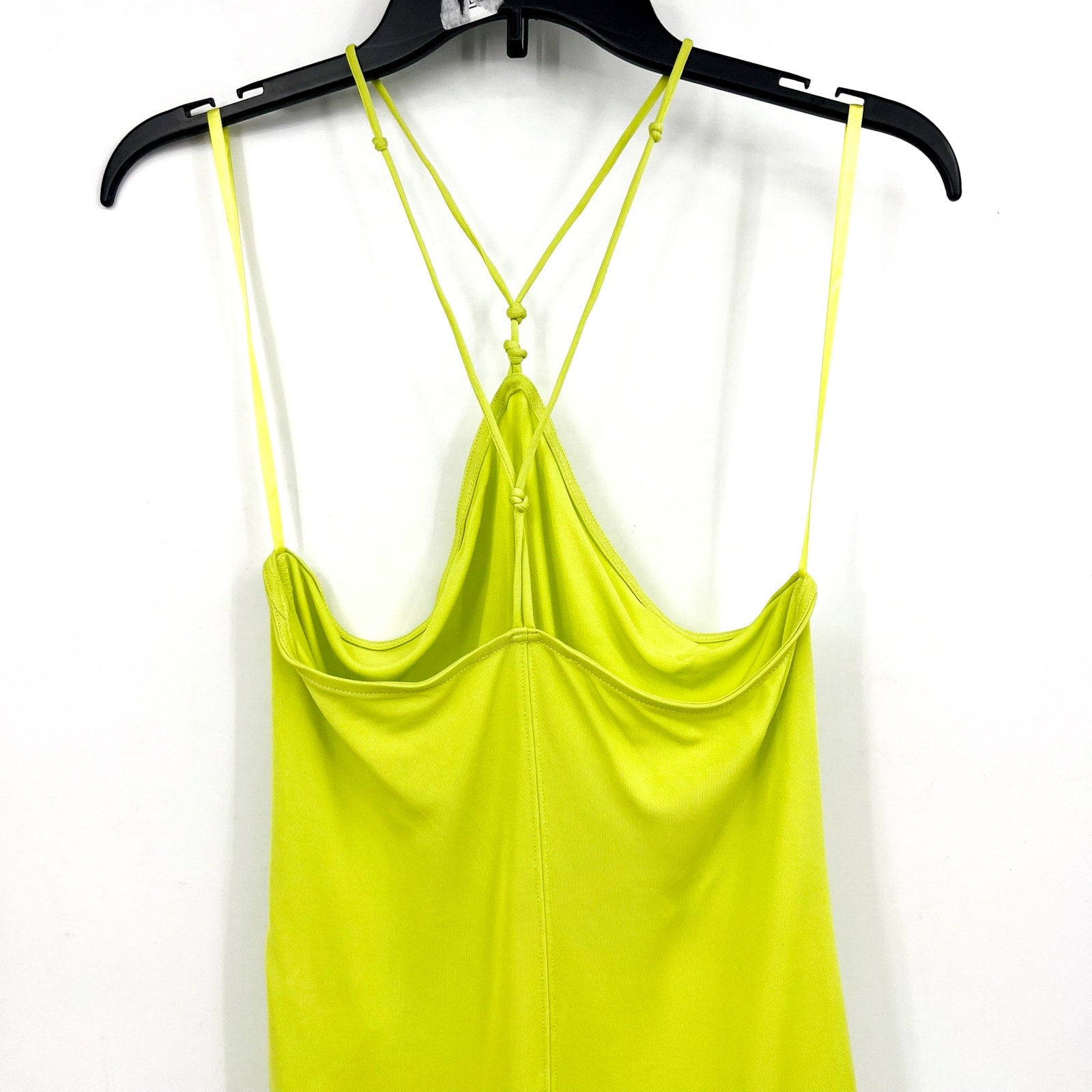  FRAME Women's Delicate Knot Tank Bodysuit Medium Flash Lime Green NWOT