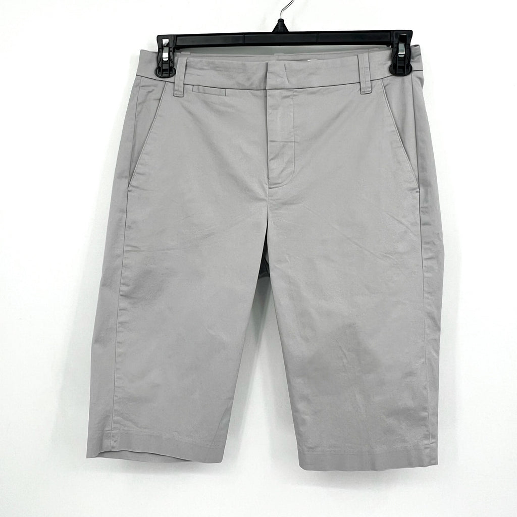 VINCE Womens Coin Pkt Bermuda Shorts Size 6 Grey Fog Stretch Flat Front NWOT
