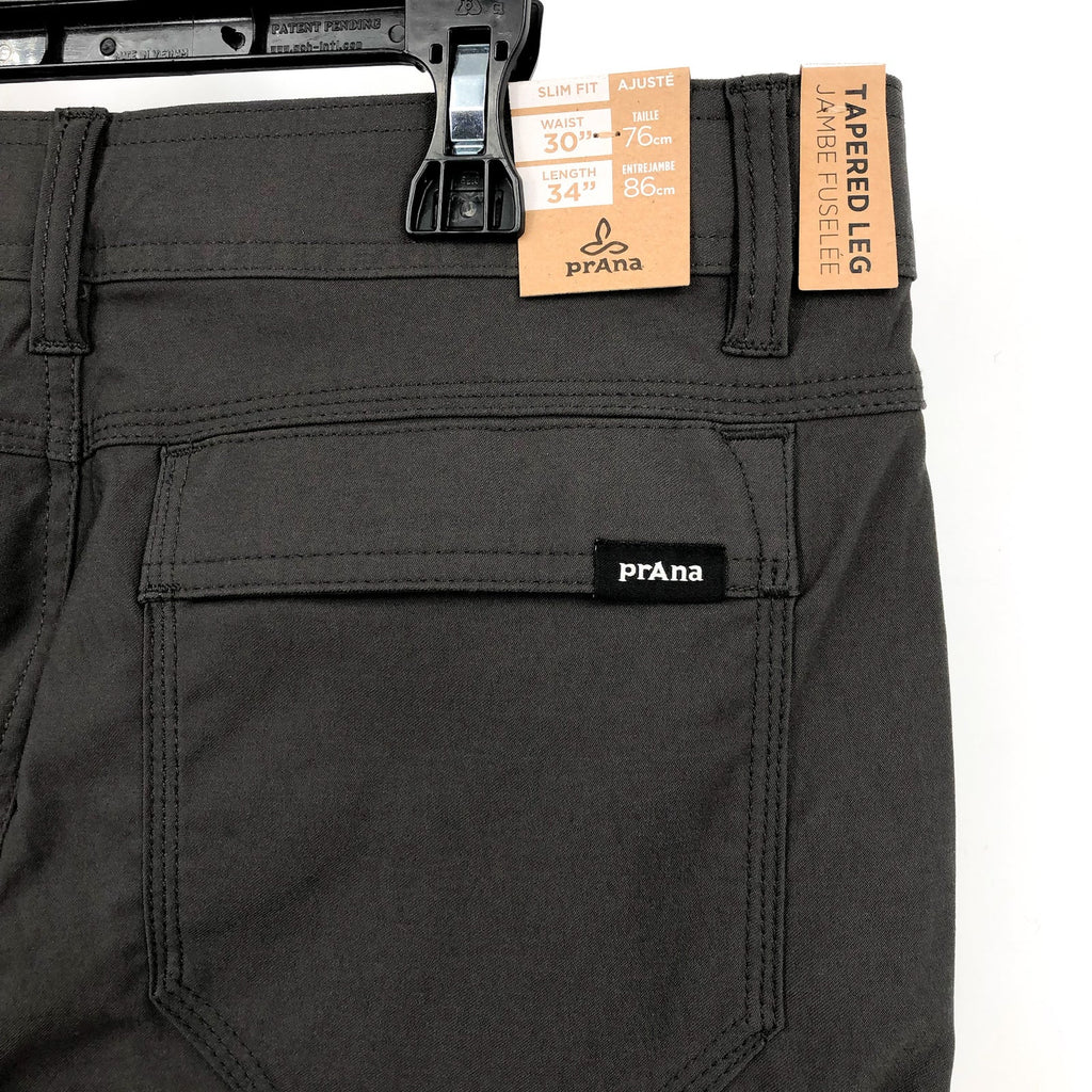 PRANA Men's Stretch Zion Pants II Size 30x34 Gray Slim Fit Water Repellent NWT