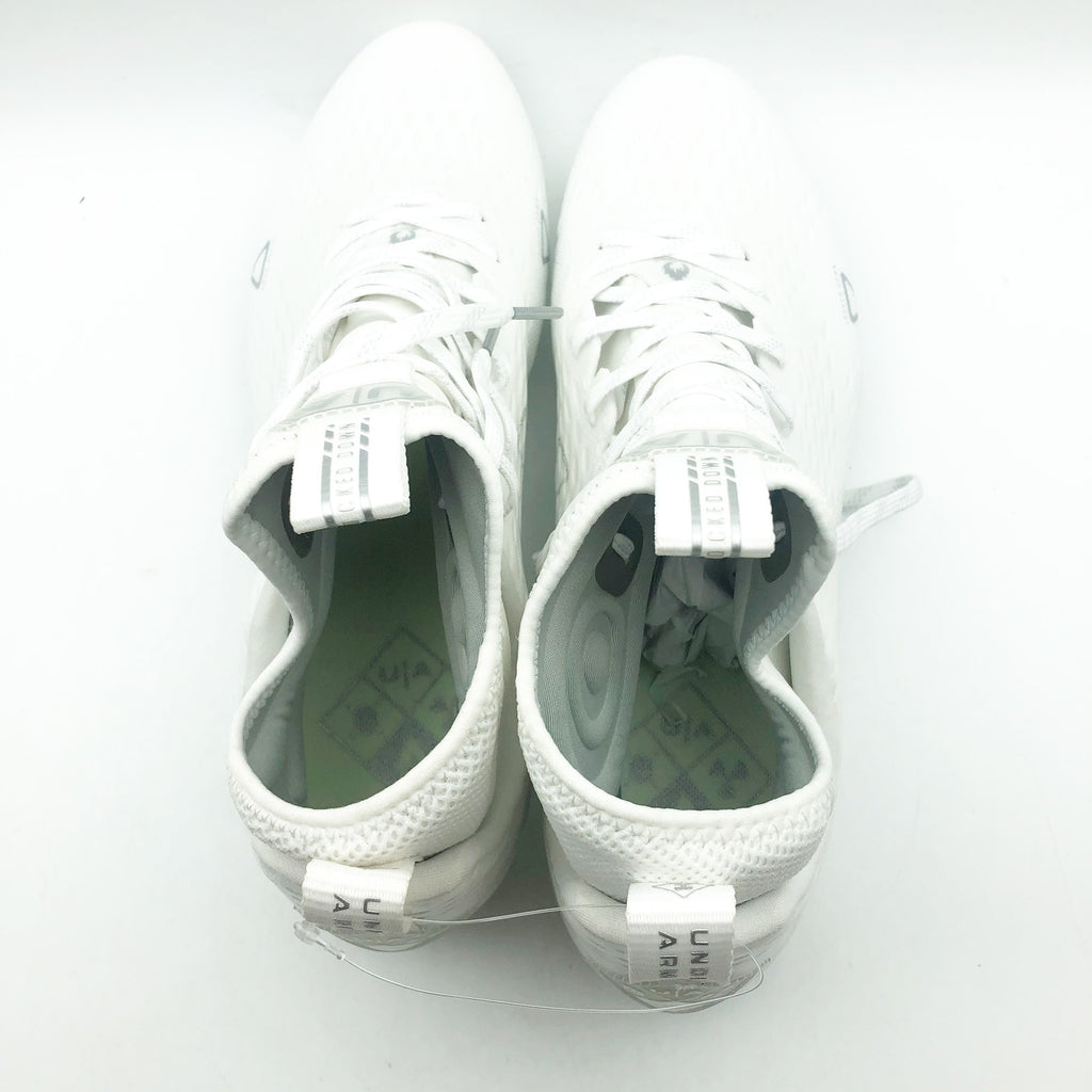 Under Armour Mens Spotlight Lux MC 2.0 Football Cleats Size 8 White Silver NWOB