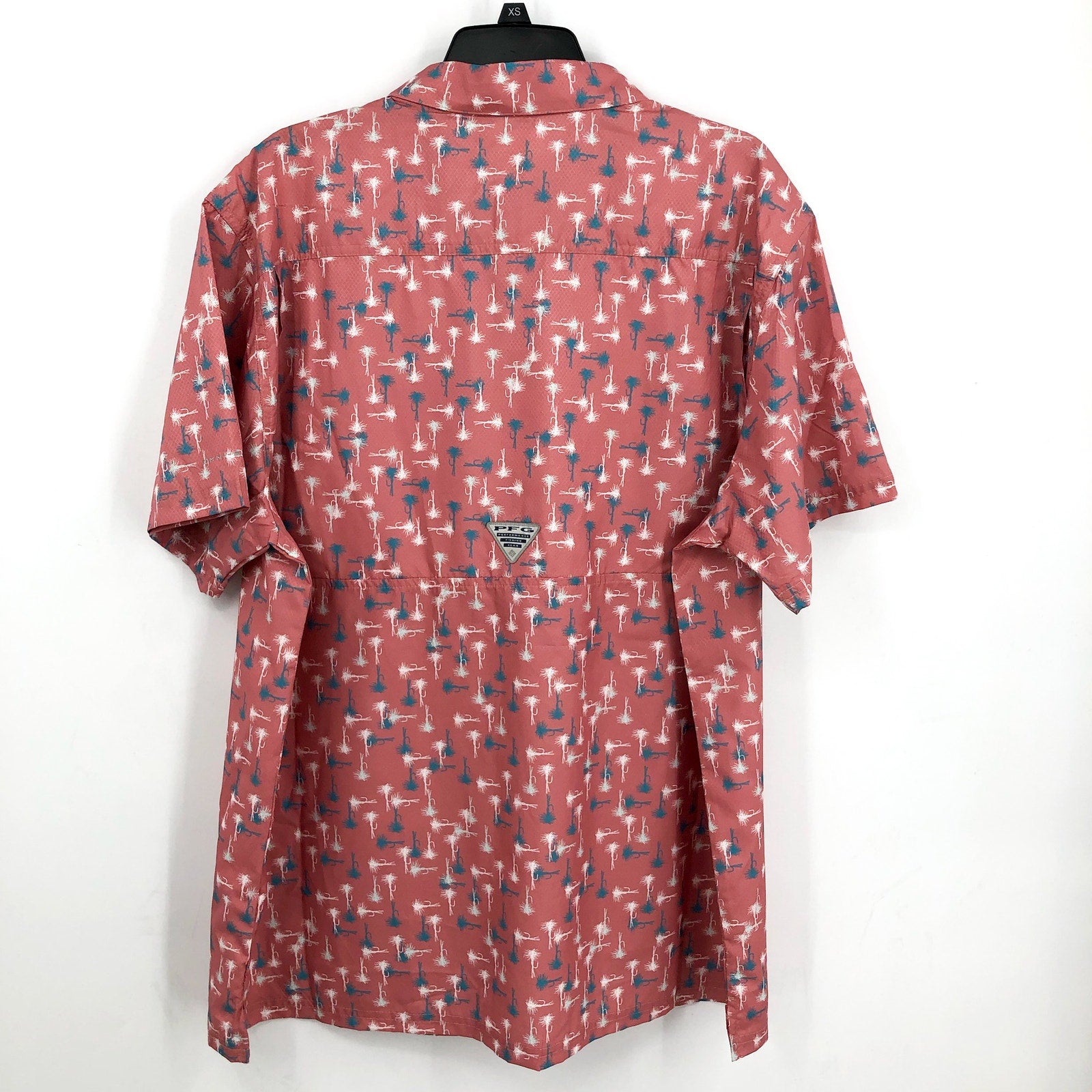 COLUMBIA Mens PFG Super Slack Tide Camp Shirt XL TERRACOTTA RED Short Sleeve NWT