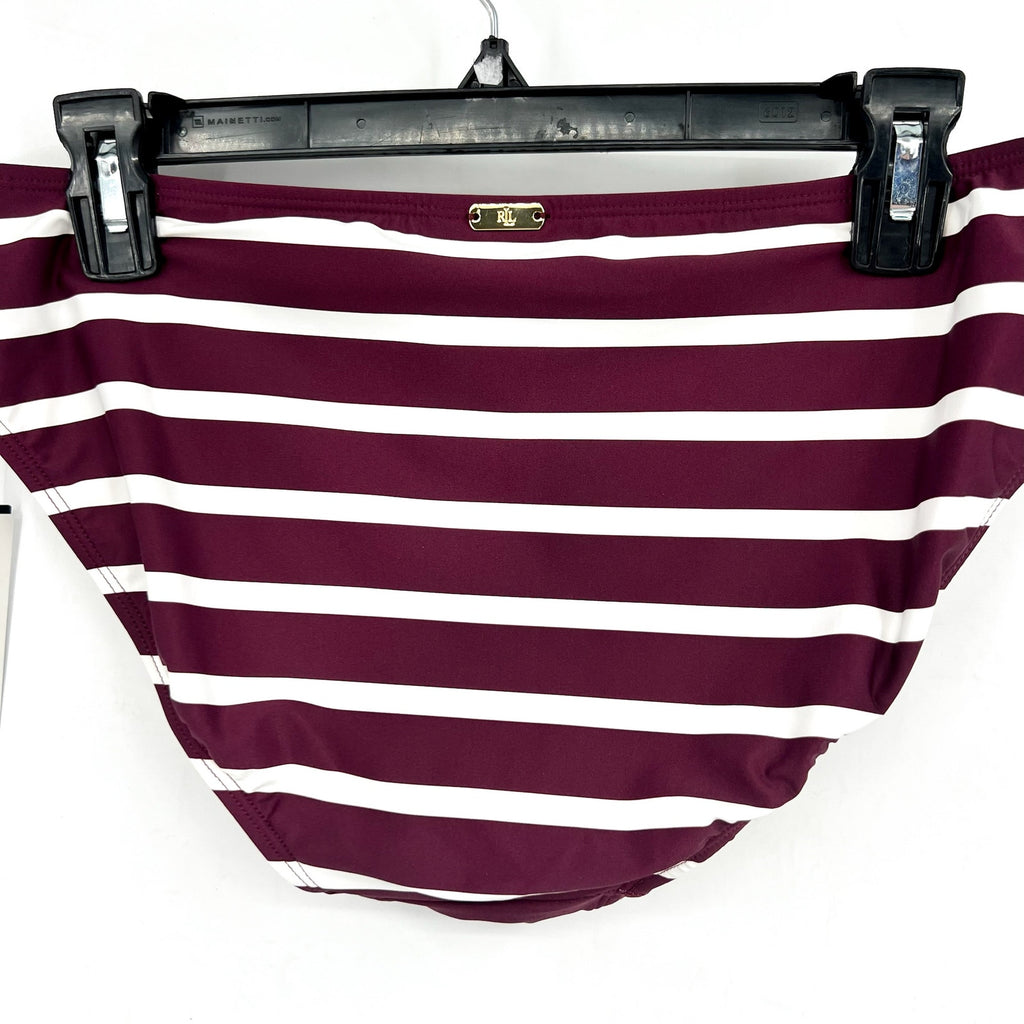 LAUREN RALPH LAUREN Womens Lago Stripe Hipster Bikini Bottom Size 12 Red NWT