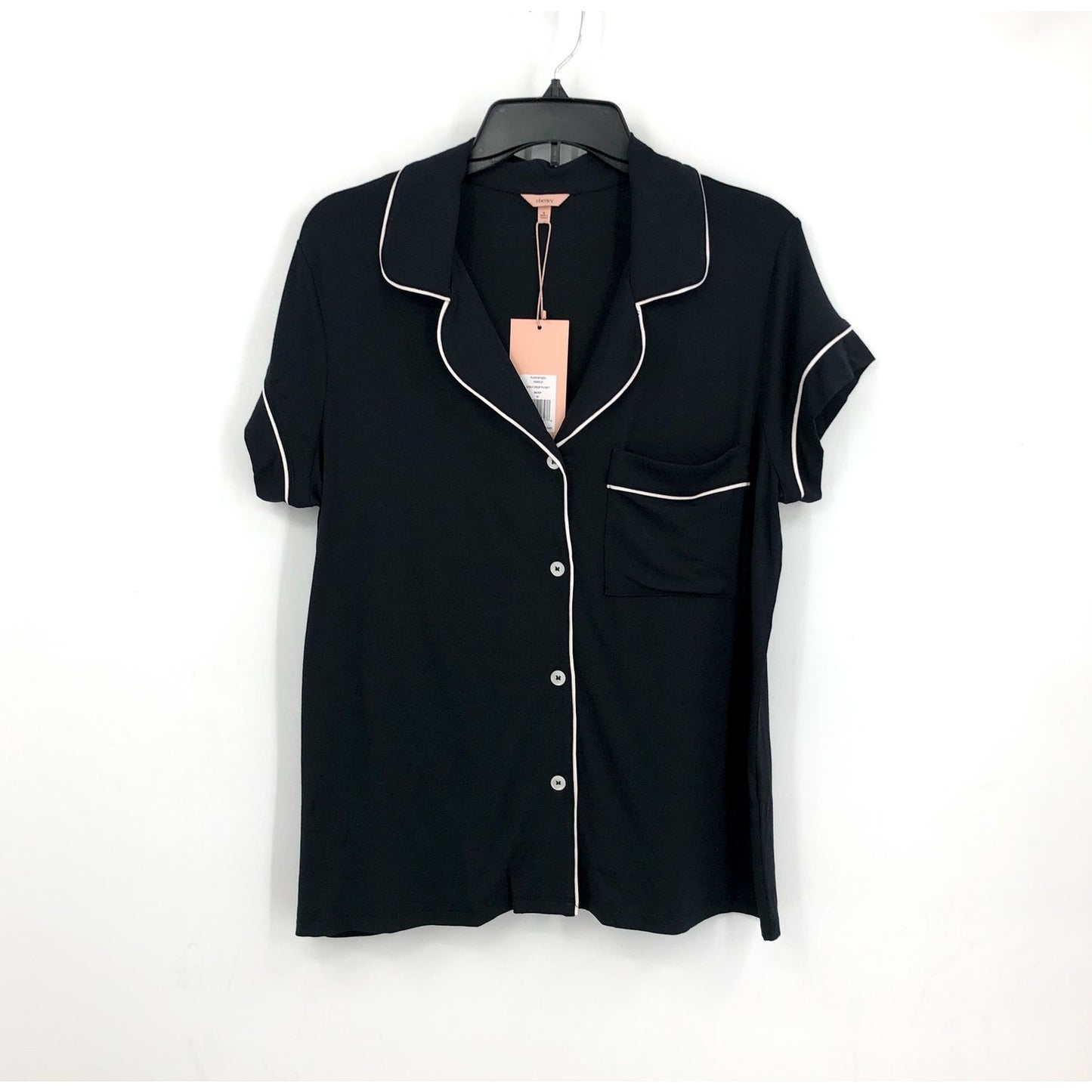 EBERJEY Gisele Short Sleeve Cropped PJ Set Medium Black Pink TENCEL Modal NWT