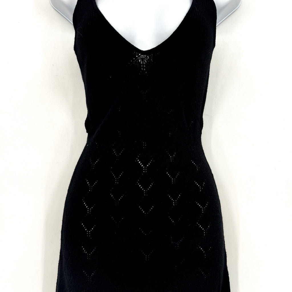 L*SPACE Women's Saffron Cover-Up Dress Small Medium Black Knit Cut Out NWT