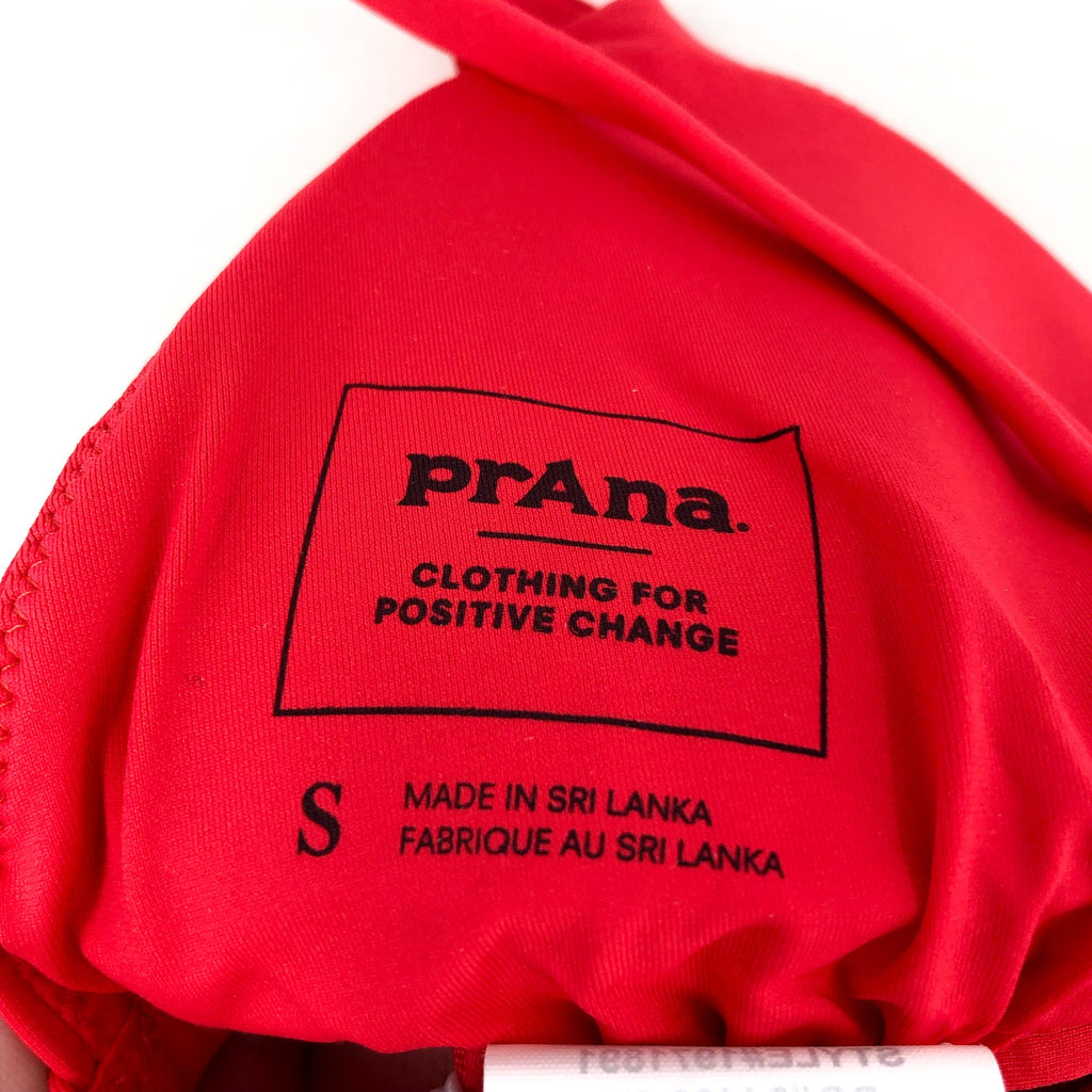 PRANA Women's Sunkissed Bikini Top Small Carmine Red Cross Back Stretch NWT