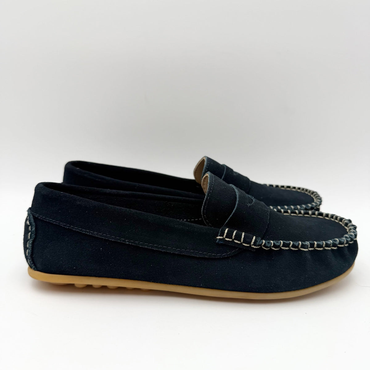 Elephantito Big Boys Alex Driver Moccasin Loafers Size 5 Navy Blue Suede NWOB
