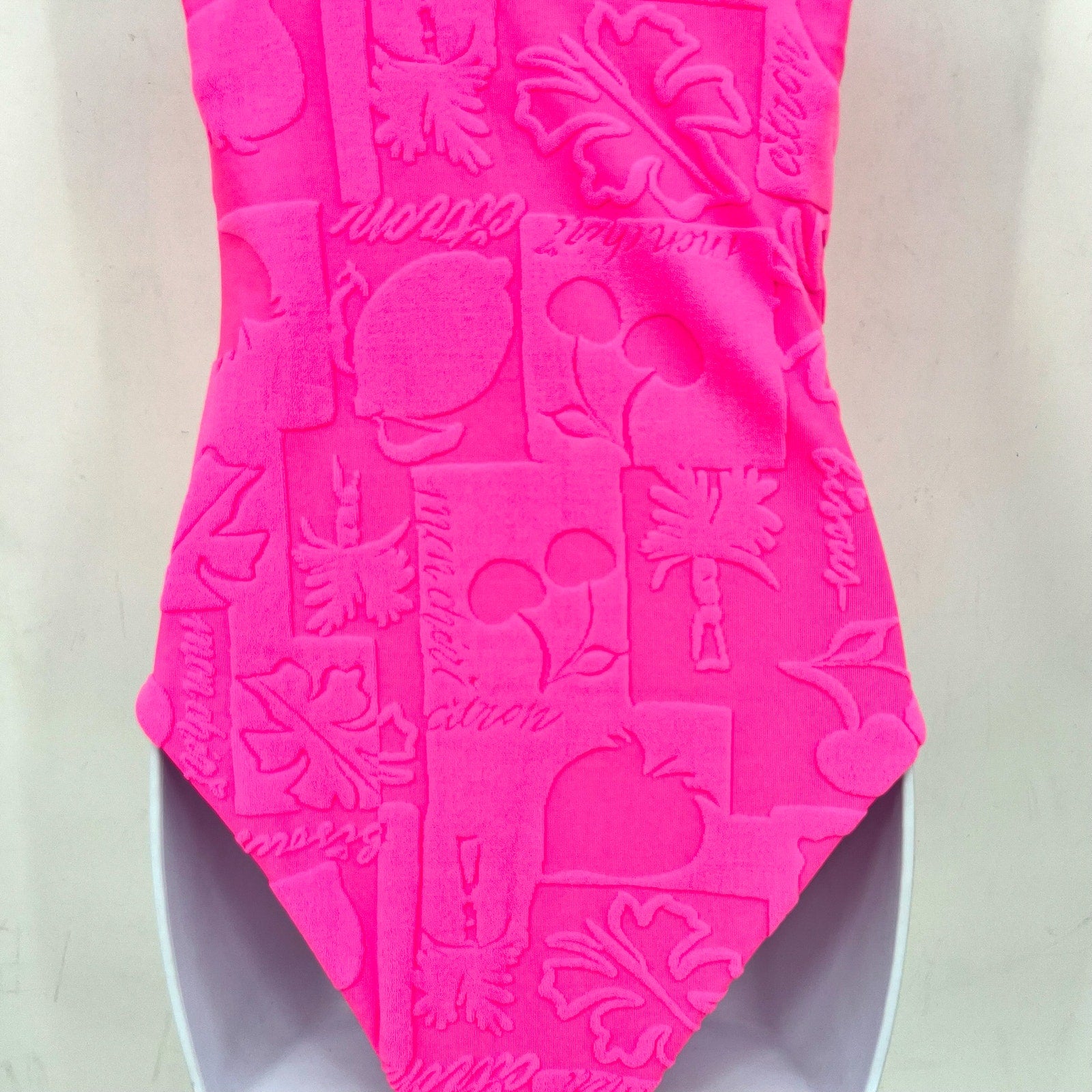 BEACH RIOT Women's Athena One-Piece Swimsuit Small Bright Pink Print Terry NWT