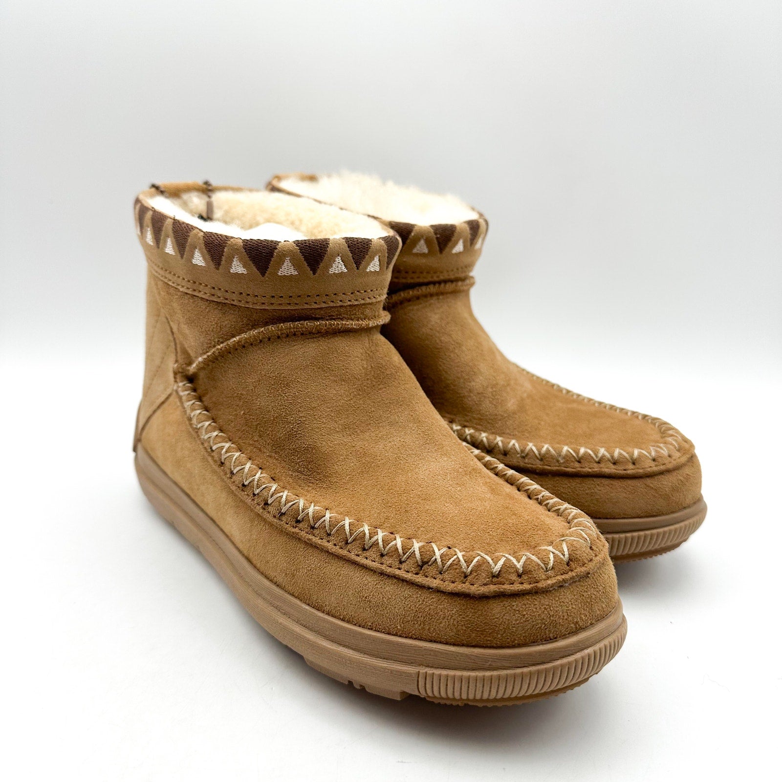 Manitobah Mukluks Women WR Reflections Ankle Boots Size 5 Tan Shearling NWOB