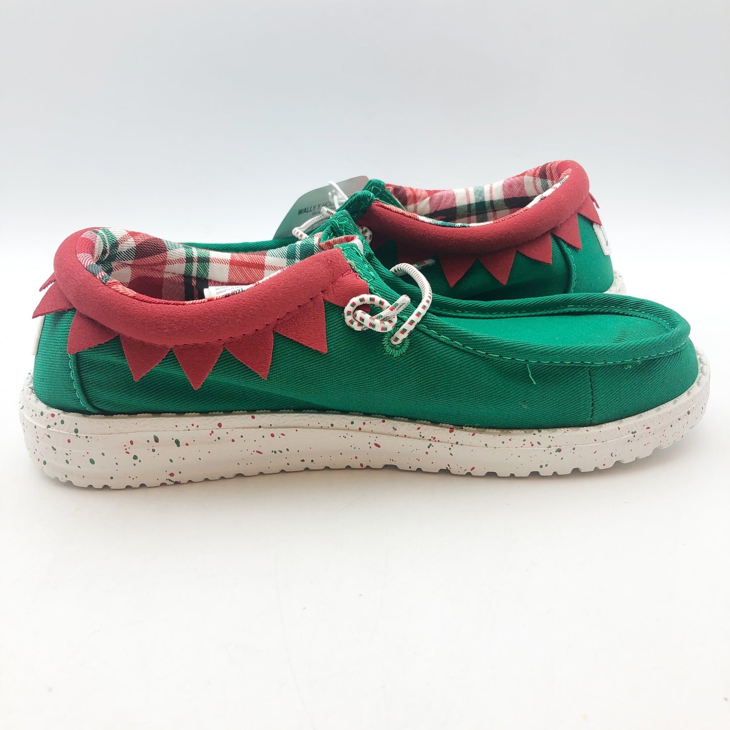 Hey Dude Boys Wally Holiday Elf Slip-On Casual Shoes Size 3 Green Red NWOB