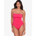 LAUREN RALPH LAUREN Bandeau One Piece Swimsuit Size 8 Pink Beach Club Ruched NWT