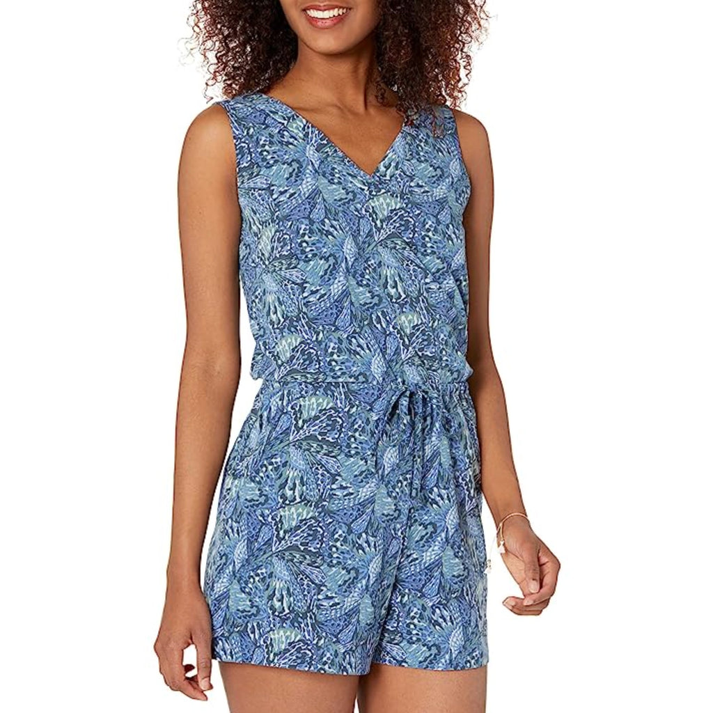 TOAD & CO Women's Sunkissed Liv Romper XL Blue Iris Butterfly Sleeveless NWT