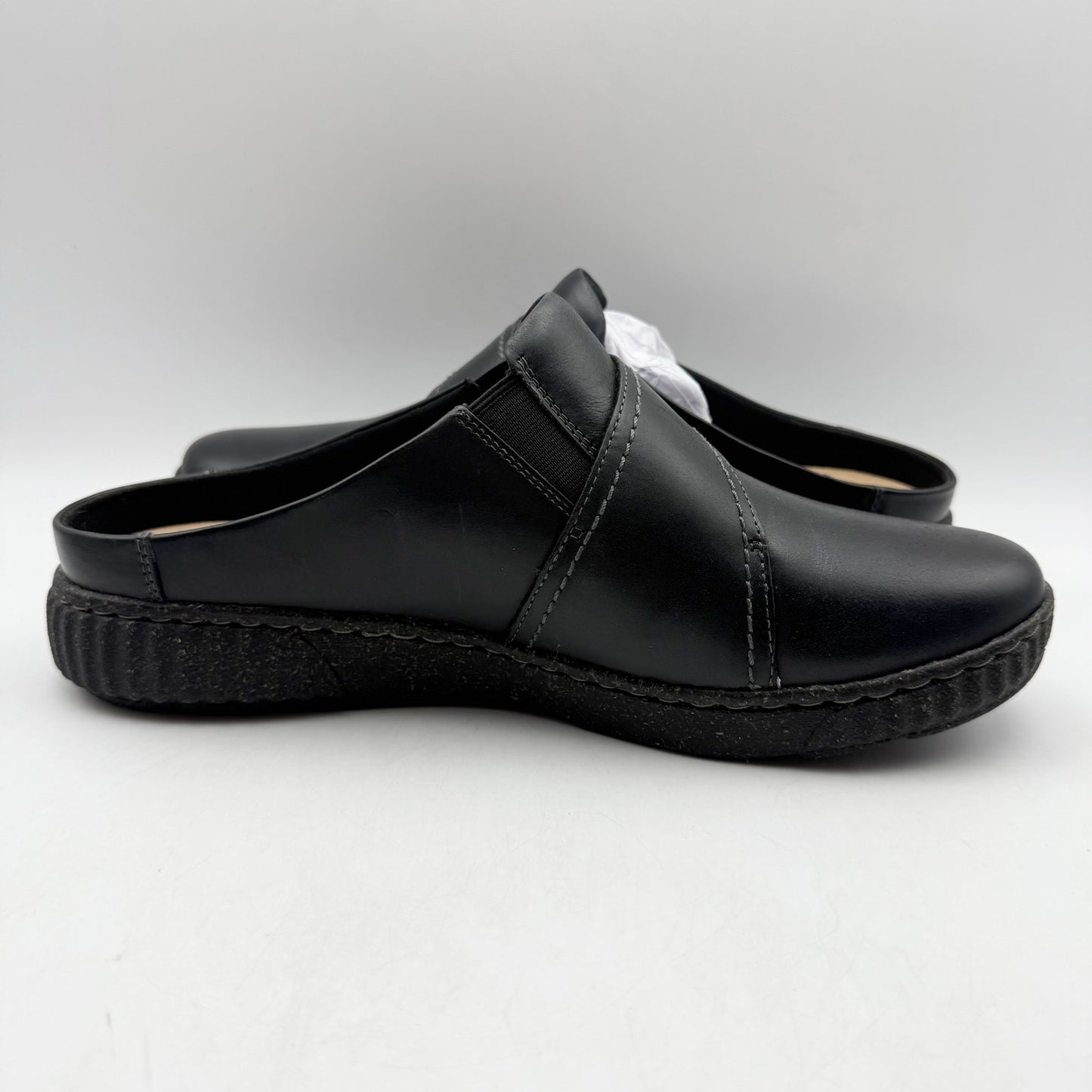 Clarks Womens Caroline Bay Clogs US 11 M EU 42.5 Black Leather SR NIB