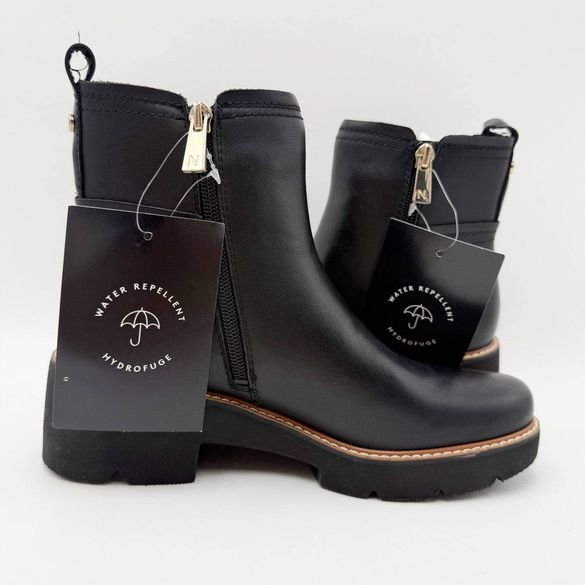 Naturalizer Women Darry Ankle Boots 6.5 Narrow Black Leather Water Repellent NIB