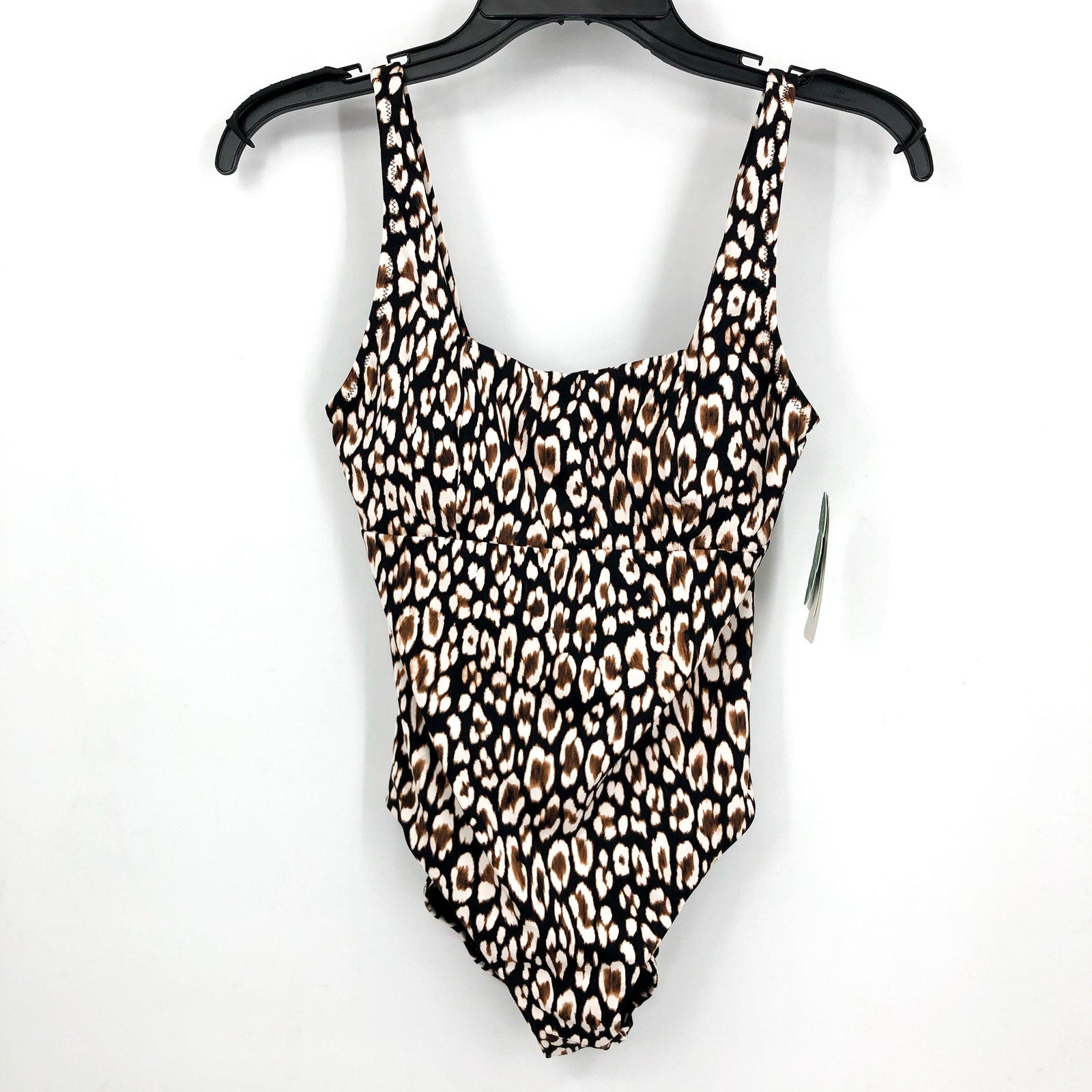 TOMMY BAHAMA Palm Modern Safari Cat One-Piece Swimsuit Size 4 Black Tan NWT