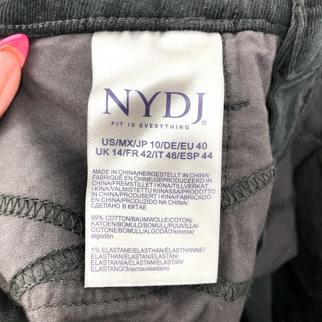 NYDJ Women's Teresa Wide Leg Trouser Pants Size 10 Black Corduroy Stretch NWT