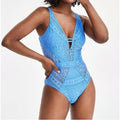 BECCA SWIM Women's Color Play Plunge One Piece Swimsuit XS US 2-4 Blue Seas NWT