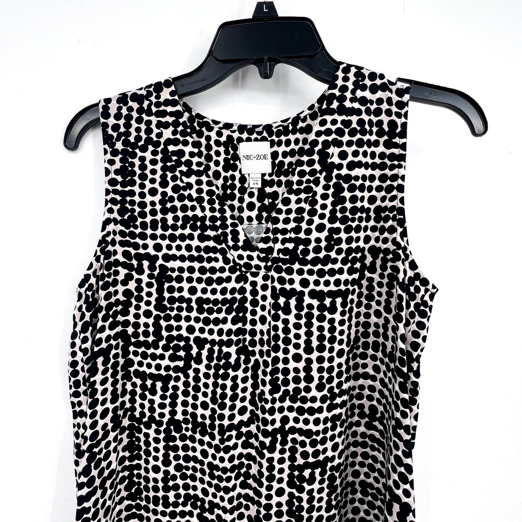 NIC + ZOE Women's Daydream Dot Sleeveless Top XS Black White V Neck NWOT