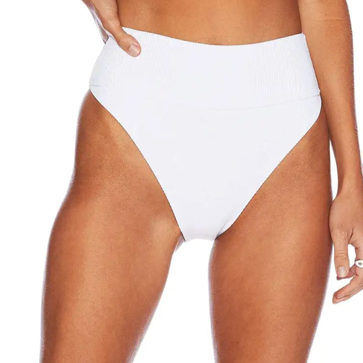 BEACH RIOT Women's Highway Bikini Bottom Large White Ribbed Knit  NWT