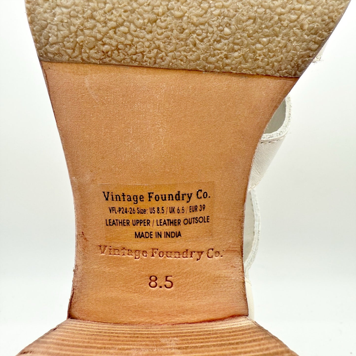 Vintage Foundry Womens Vivi Heel Sandals US 8.5 EU 39 Ivory Leather NWOB