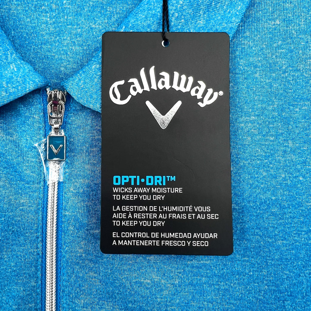 CALLAWAY Womens 1/4 Zip Short Sleeve Golf Polo Shirt XL Blue Sea Heather NWT